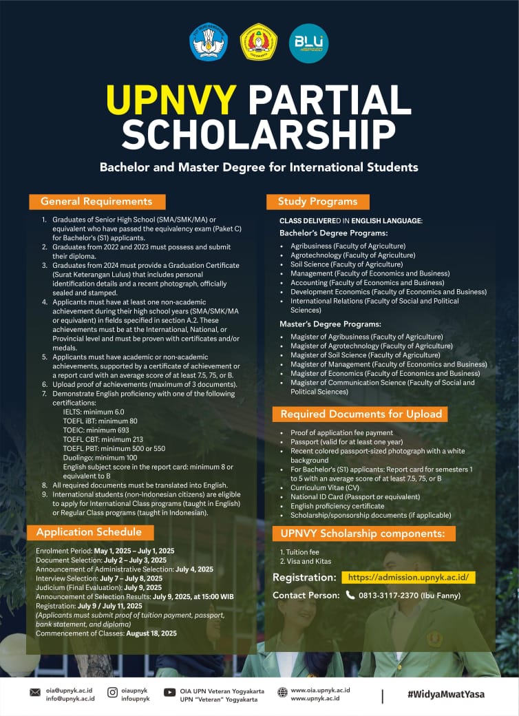 UPNVY Partial Scholarship Information